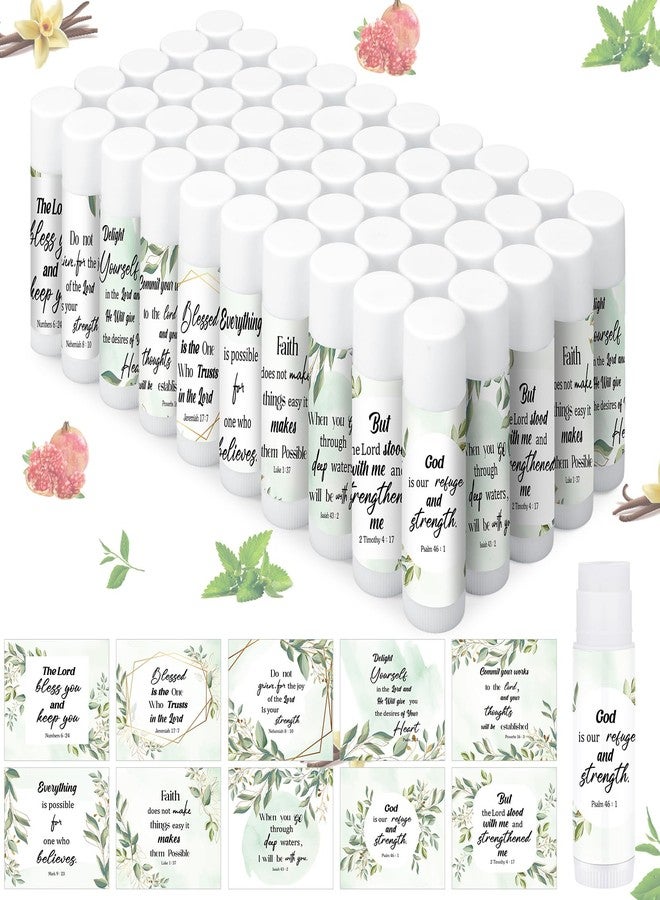 Siifert 50 Pcs Christian Lip Balm Bulk Bible Verses Lip Balm Scripture Christian Gifts for Women Faith Religious Church Party Favor Inspirational Gift for Valentines Mother Teacher Nurse - Image 1